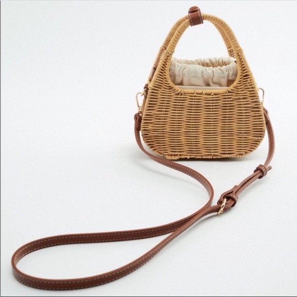 Zara Handbags - Zara mini wicker rattan crossbody bag